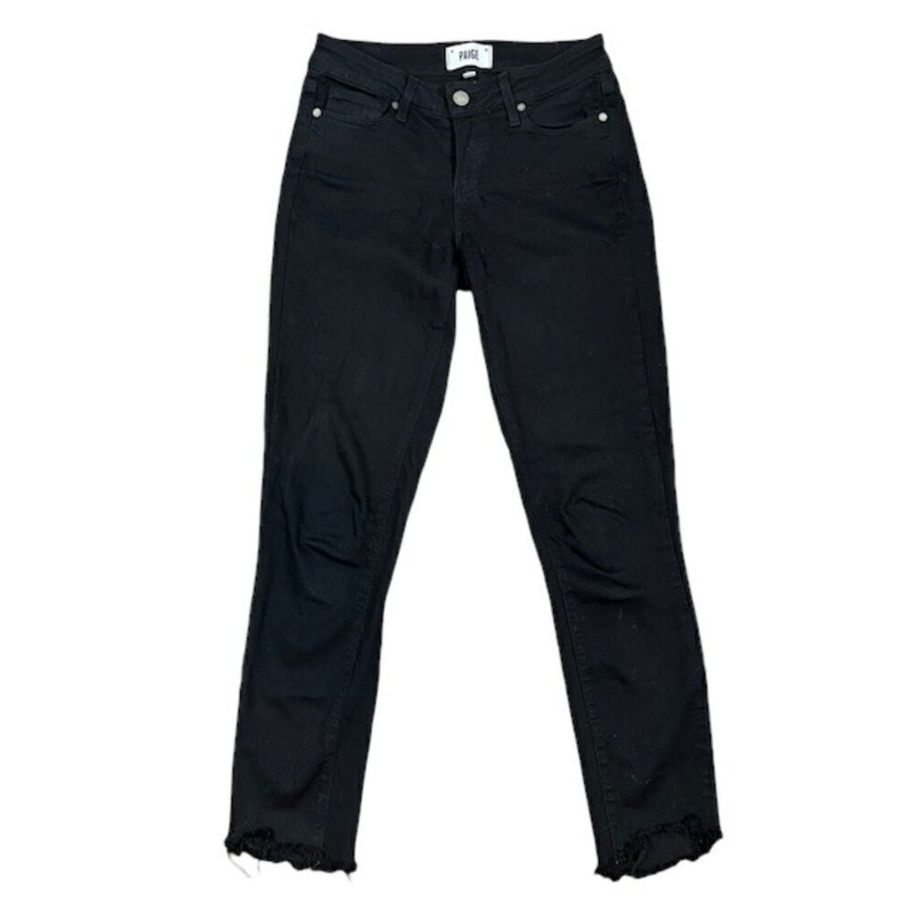 Paige Verdugo Ultra Skinny Black Jeans Raw Hem Women's Size 25